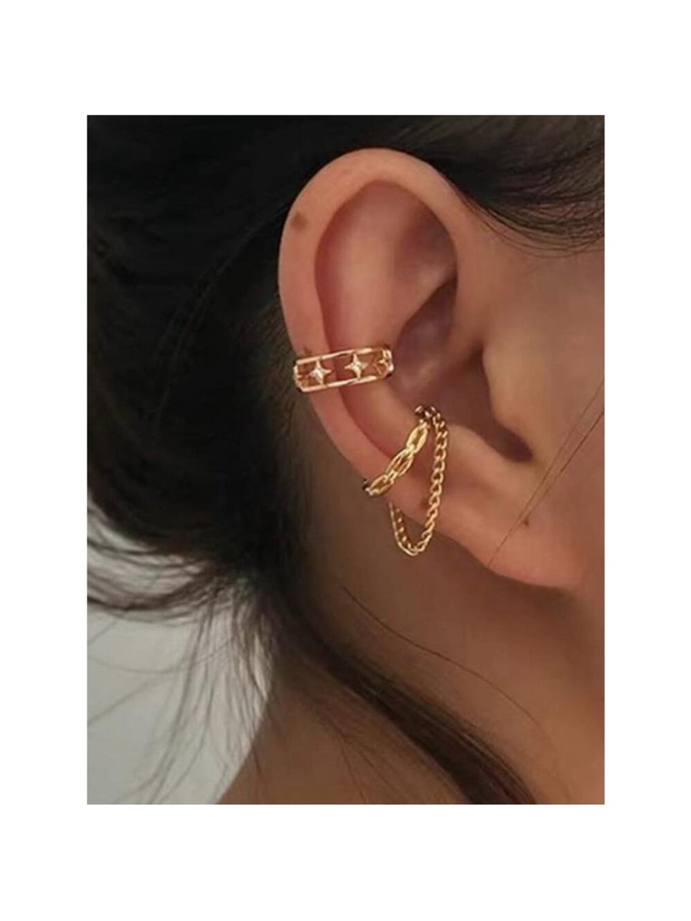 Gold Ear Cuff Earrings Dyana Non Piercing 14K Gold Plated/Silver Cuff Clip